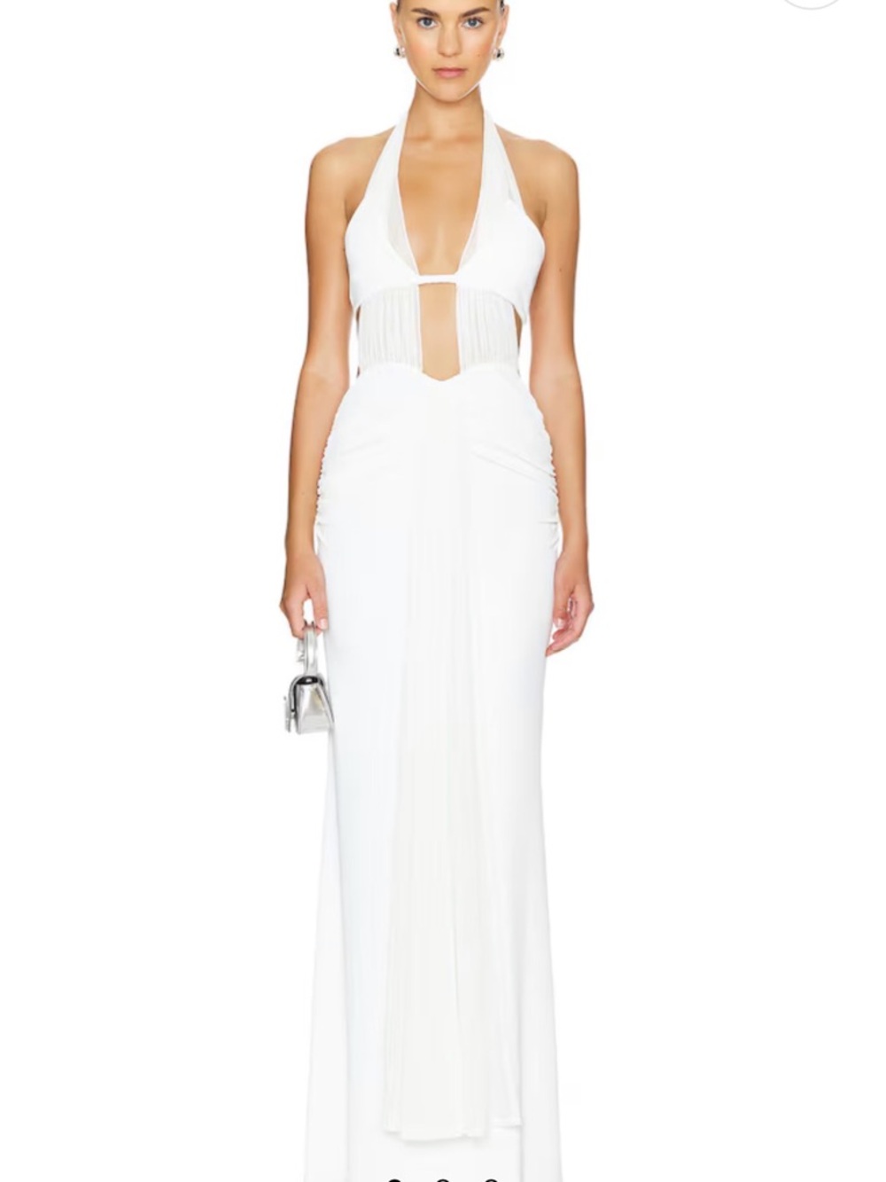 White Halter Cutout Evening Gown - NBD
